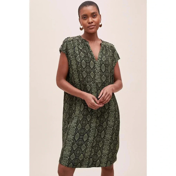 EUC Anthropologie Rachel Tunic Dress - Snake Print Cap Sleeve Casual Mini Dress - Picture 1 of 9